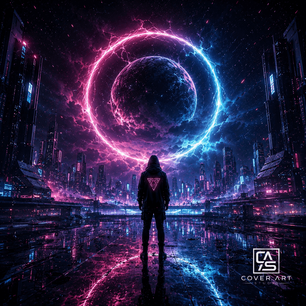 Neon Eclipse — premium trance cover art 3000×3000 HD