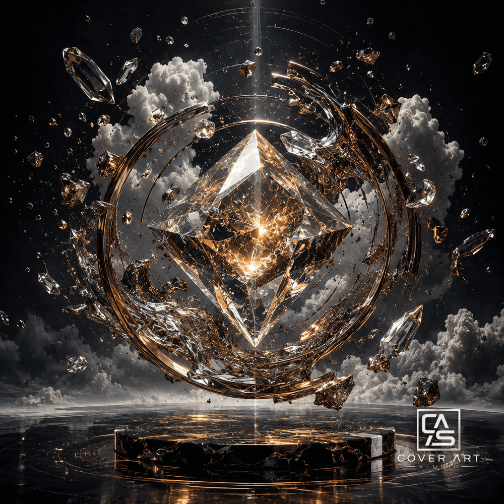 Golden Fracture — premium edm cover art 3000×3000 HD