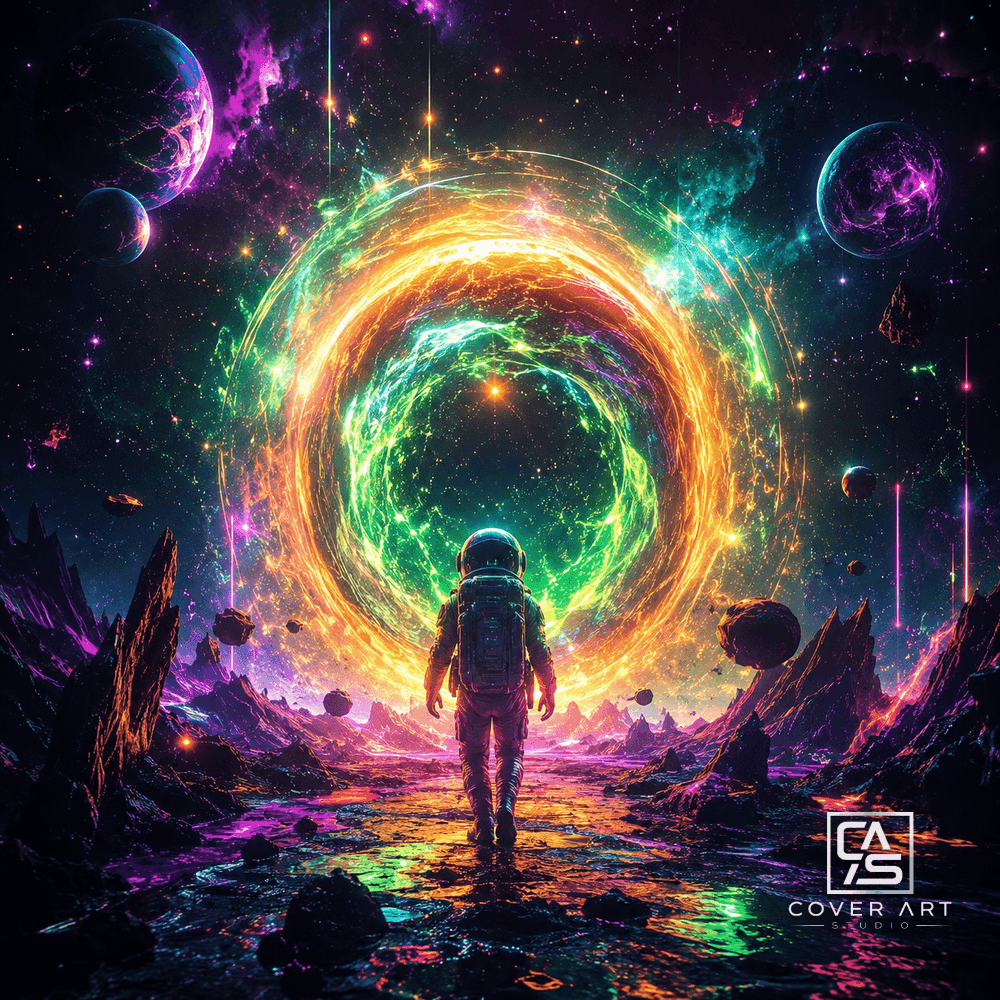Neon Odyssey — premium edm cover art 3000×3000 HD