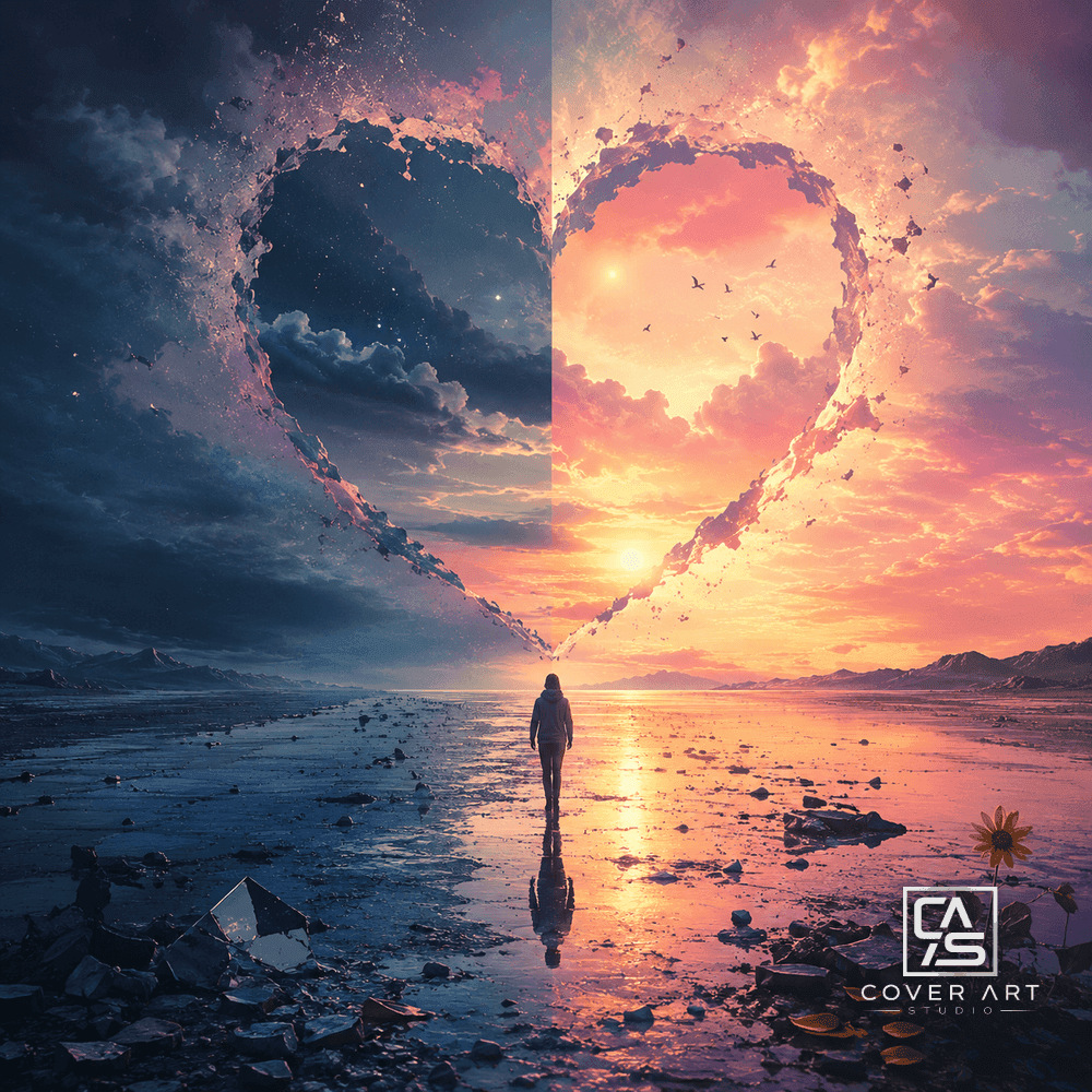 Two Skies, One Heart — premium pop cover art 3000×3000 HD