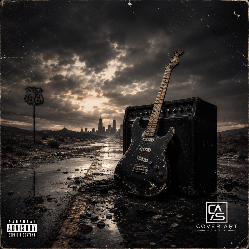 Highway 66 — premium Rock cover art for music release, 3000x3000 HD, commercial rights included